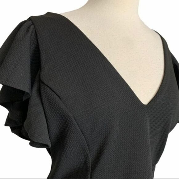 WET SEAL Black Flutter Sleeve Dress 2XL - Picture 3 of 8
